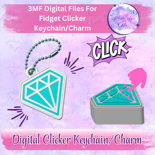 Diamond Fidget Keyboard Clicker Keychain/Charm and Desktop Version 3MF DIGITAL Files