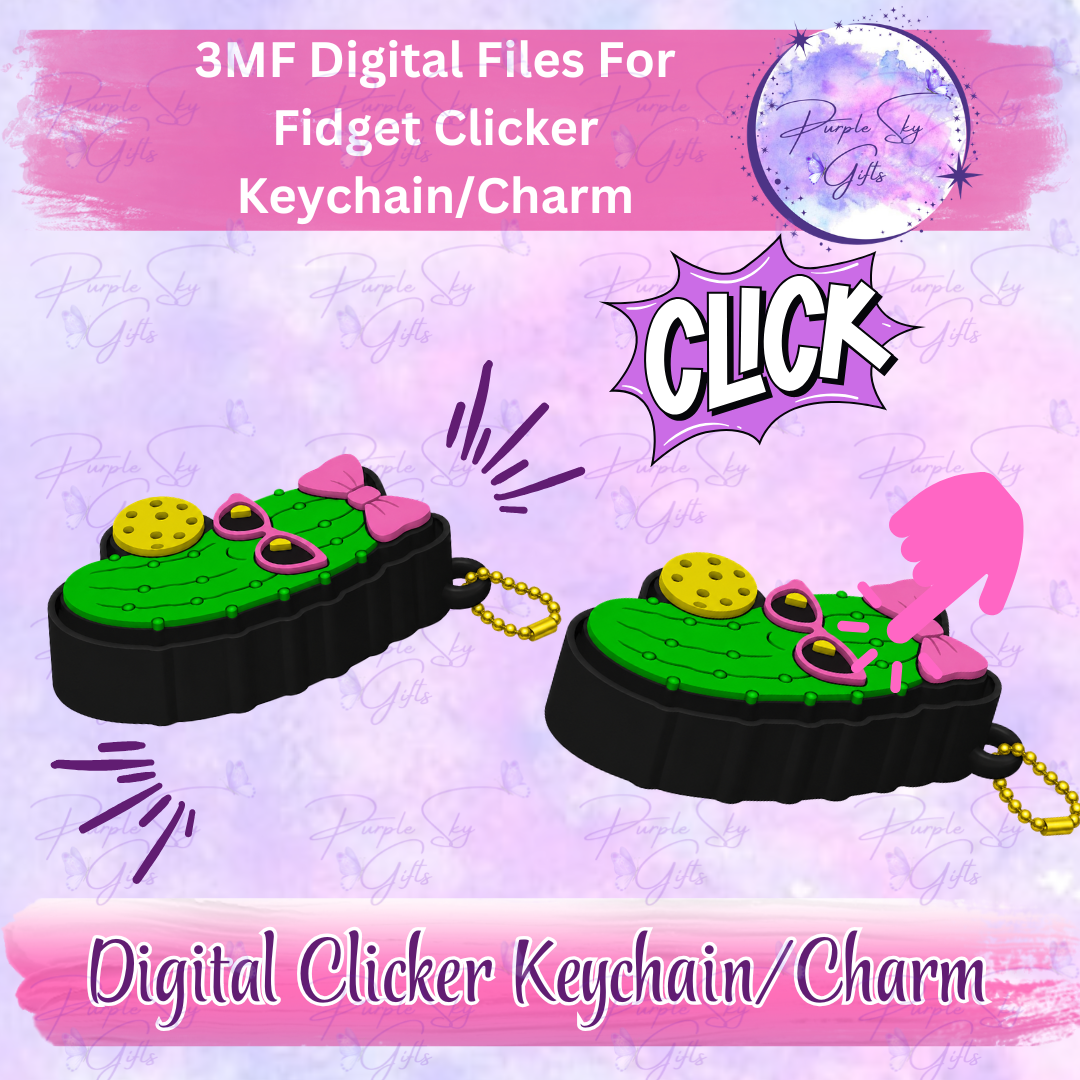Pickleball Pickle Girl Fidget Keyboard Clicker Keychain/Charm and Desktop Version 3MF DIGITAL Files