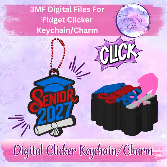 Senior 2027 Cap and Diploma Fidget Keyboard Clicker Keychain/Charm and Desktop Version 3MF DIGITAL Files
