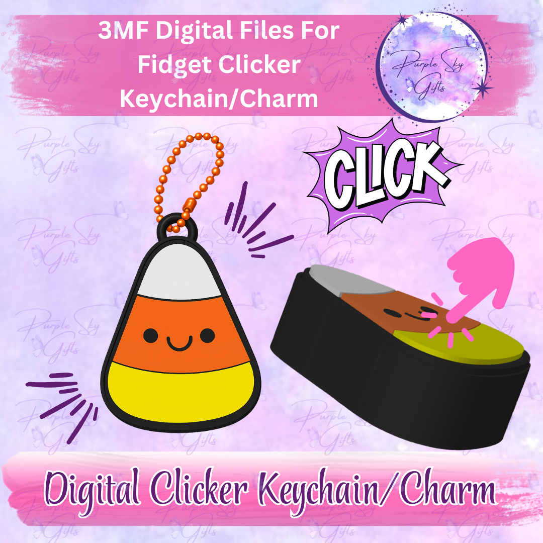 Happy Candy Corn Fidget Keyboard Clicker Keychain/Charm and Desktop Version 3MF DIGITAL Files