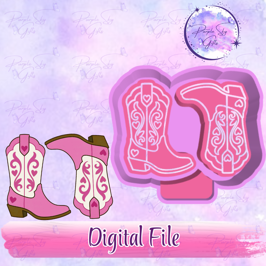 Cowgirl Boots With Hearts Vent Clip Sized Freshie Mold Housing STL Digital File