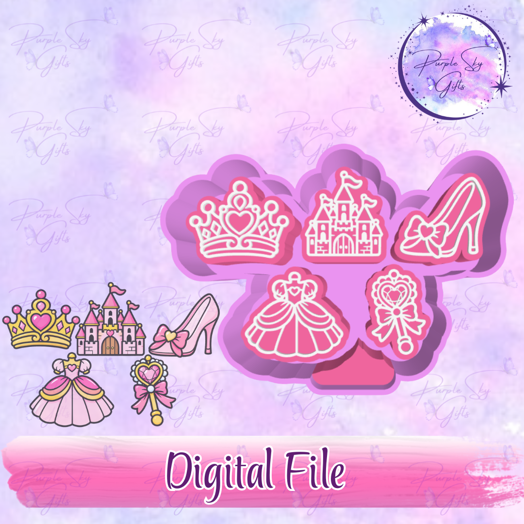 5 pack Princess Themed Freshie Charms Mold Housing STL Digital File