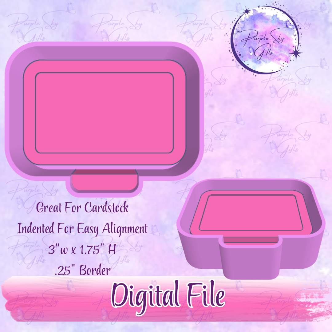 Indented Rectangular Mold License Plate Shaped Great For Cardstock 1.75" x 3" STL DIGITAL FILE For Mold Housing, Freshie Resin Silicone Mold
