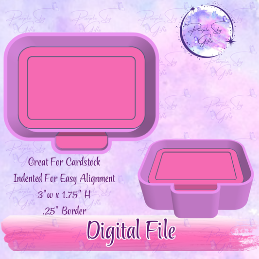 Indented Rectangular Mold License Plate Shaped Great For Cardstock 1.75" x 3" STL DIGITAL FILE For Mold Housing, Freshie Resin Silicone Mold