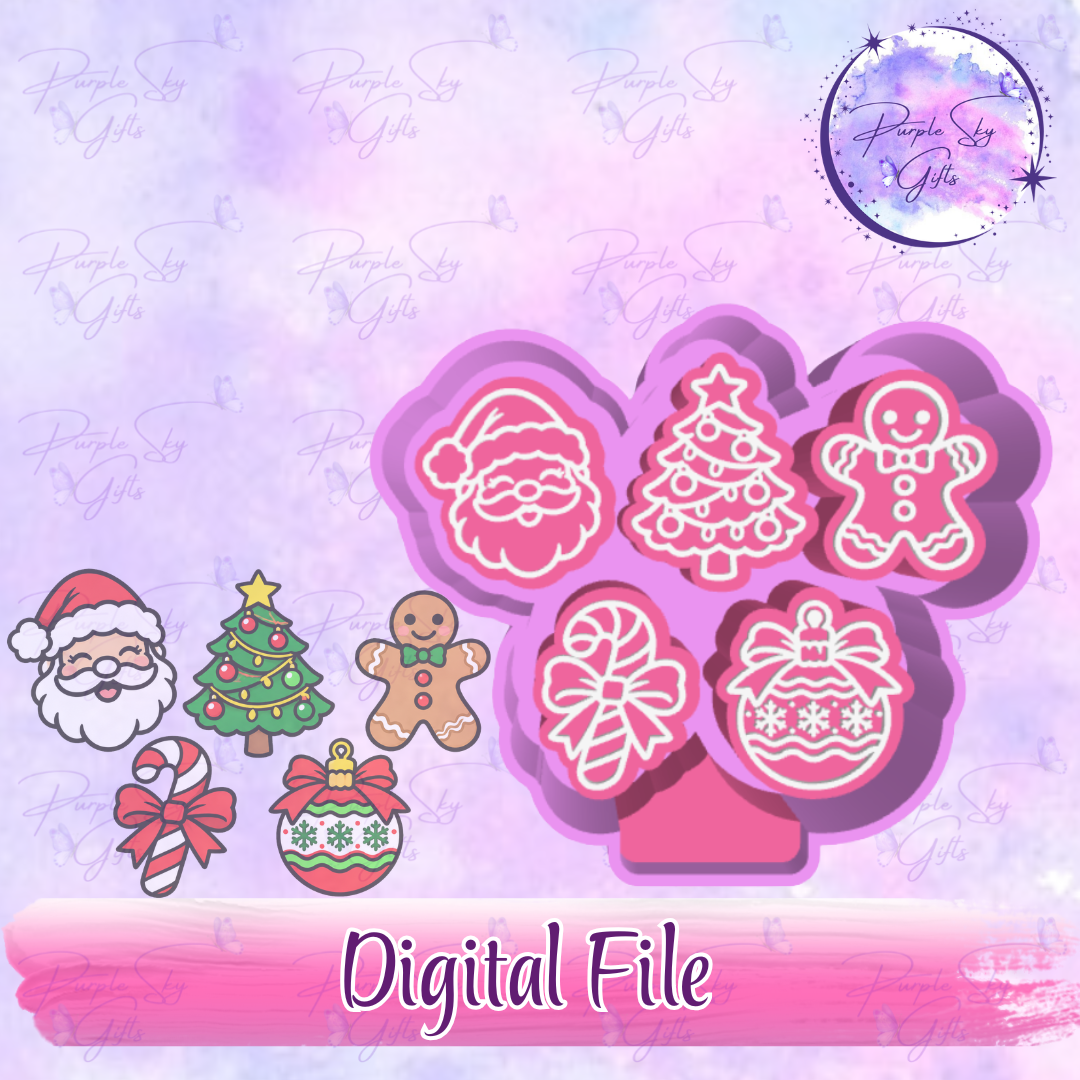5 pack Christmas 2 Themed Freshie Charms Mold Housing STL Digital File