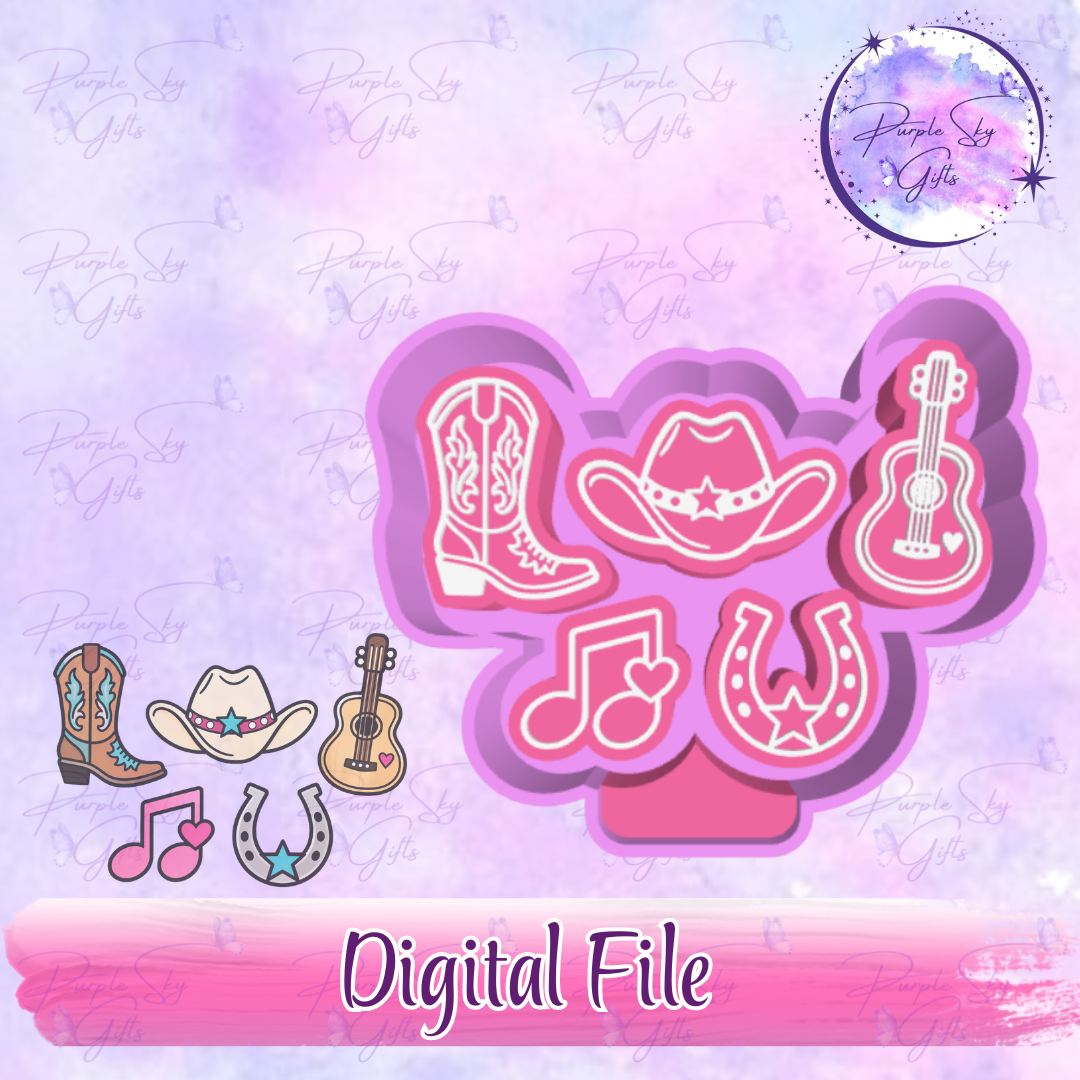 5 pack of Country Western Music Lover Freshie Charms Mold Housing STL Digital File