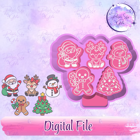 5 pack of Christmas Freshie Charms Mold Housing STL Digital File