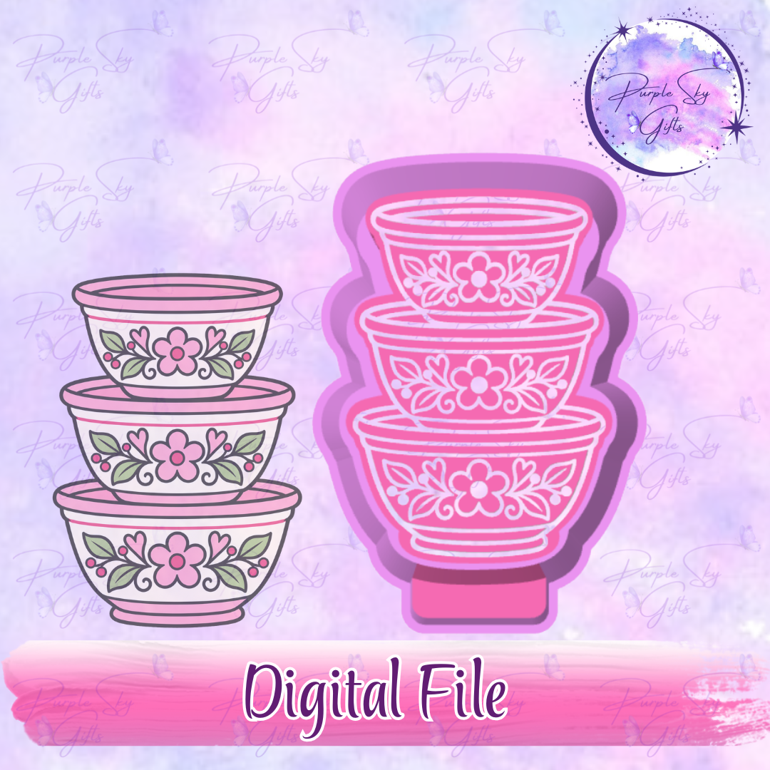 Vintage Stacked Nesting Bowls Freshie Mold Housing STL Digital File