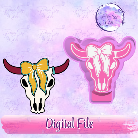 Cow Skull With Bow STL DIGITAL FILE For Freshie Housing, Silicone Mold