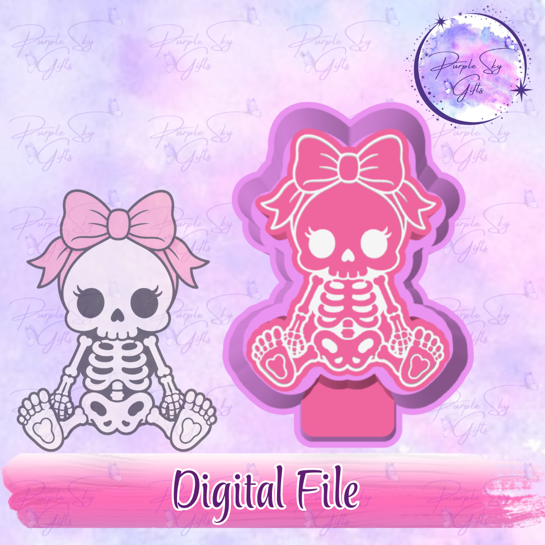 Baby Girl Sitting Skellie Mold Housing STL Digital File