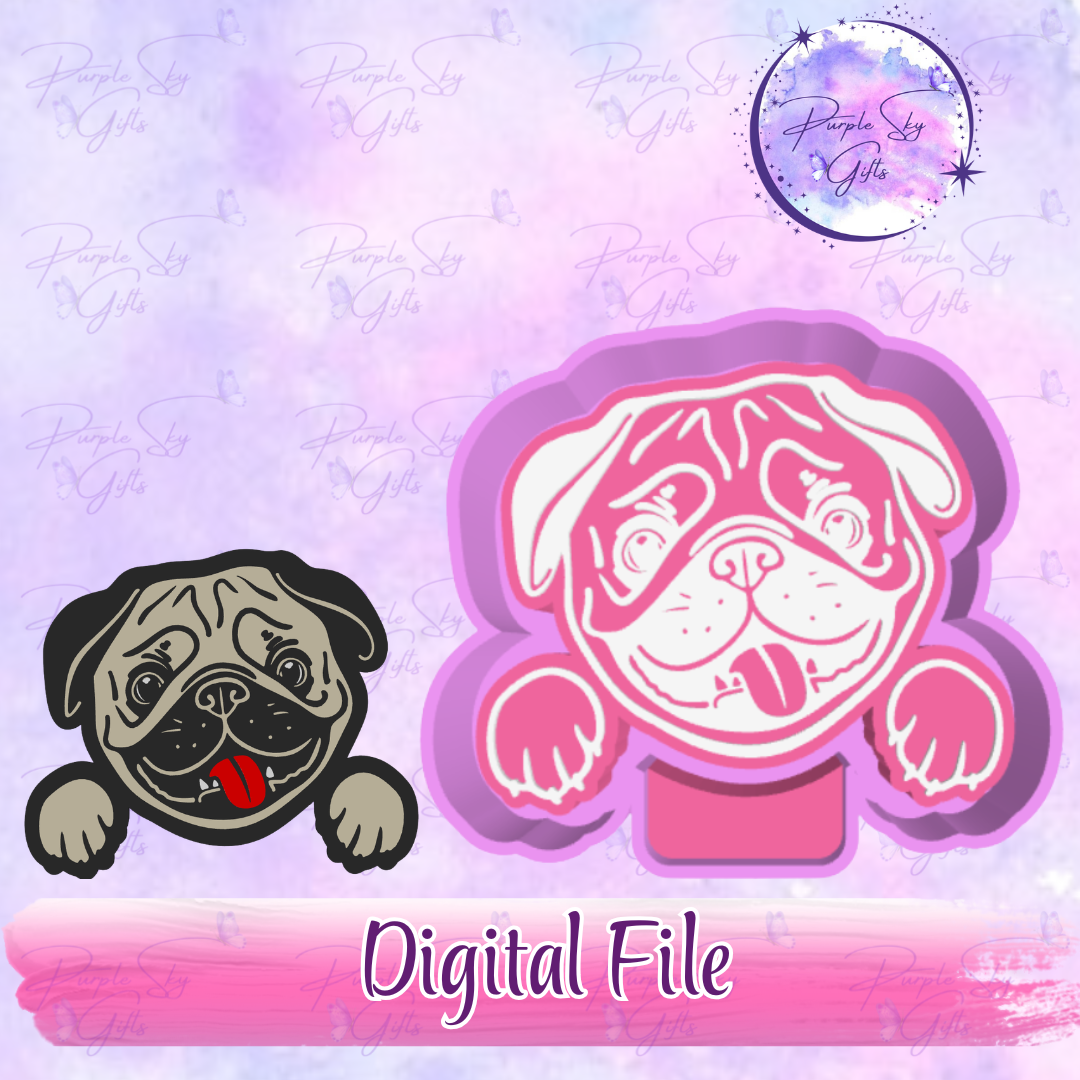 Peeking Pug Freshie Mold Housing STL Digital File