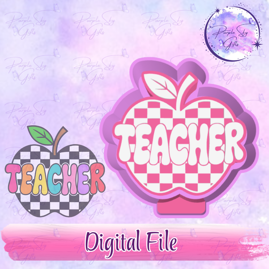 Checkered Print Teacher Apple Mold Housing STL Digital File