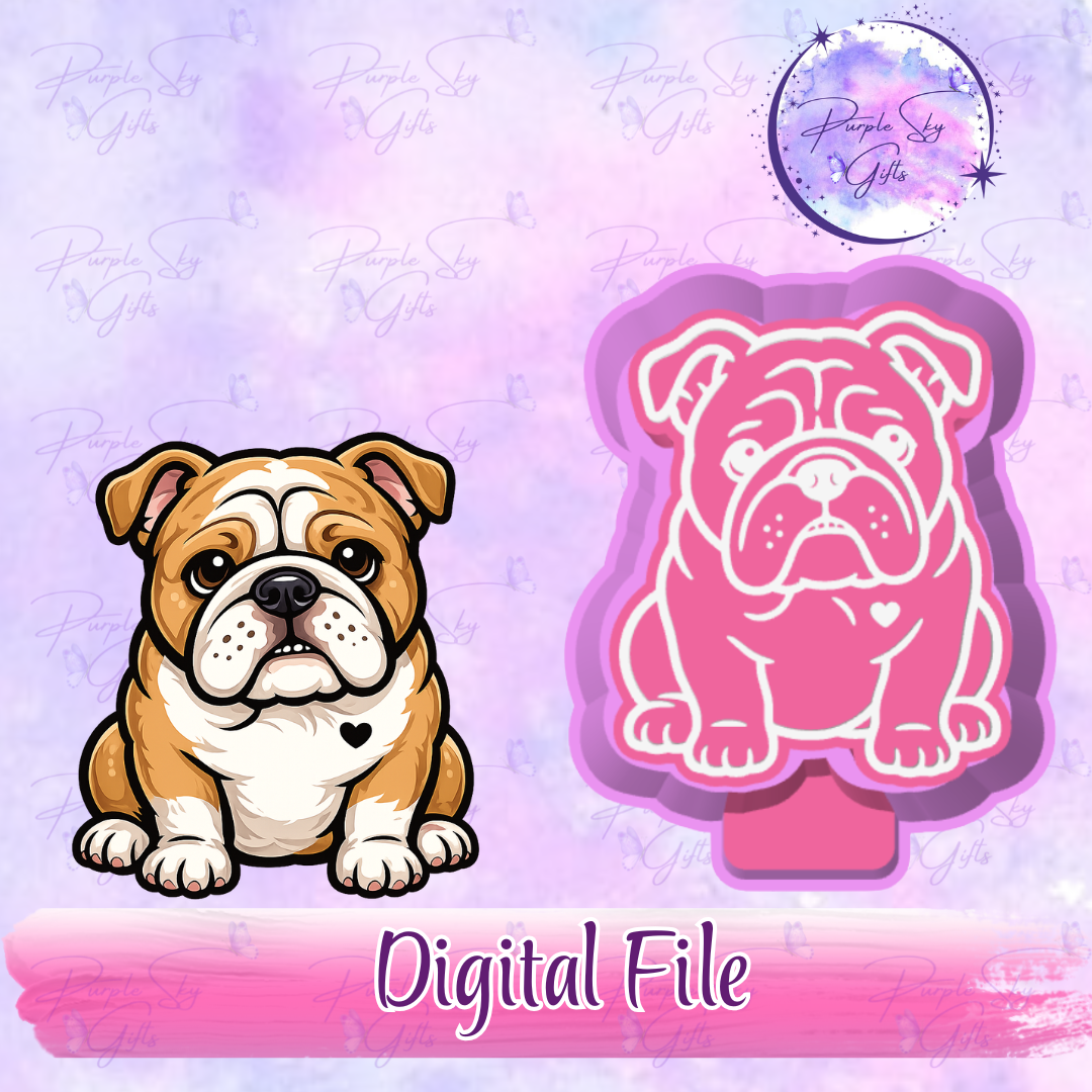 English Bulldog Love STL DIGITAL FILE For Freshie Housing, Silicone Mold