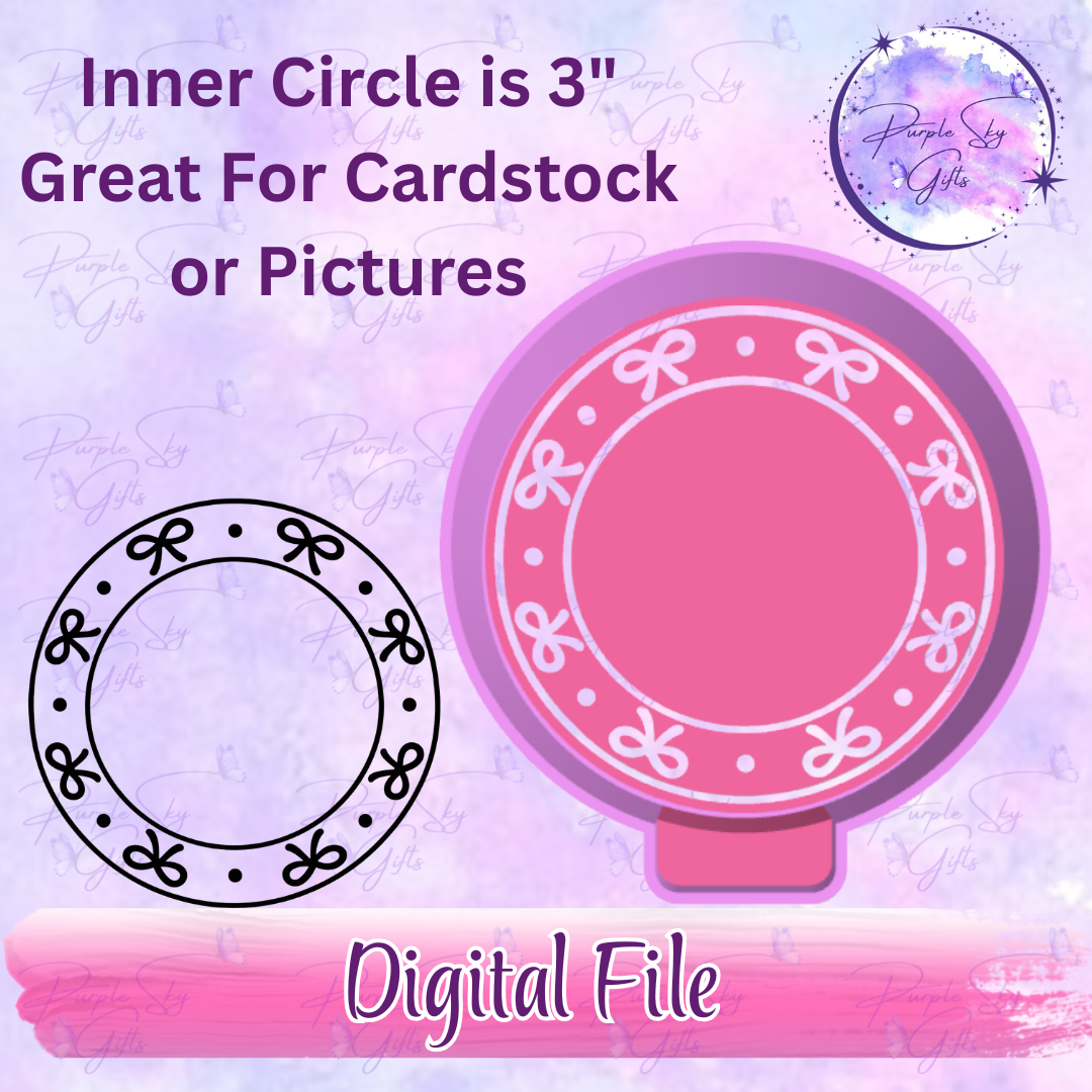3" Round Inner Circle Bows and Dots Freshie Mold Housing STL Digital File