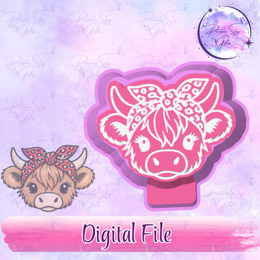 Bandana Highland Cow Head Mold Housing STL Digital File