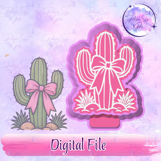 Cactus With Bow Freshie Mold Housing STL Digital File