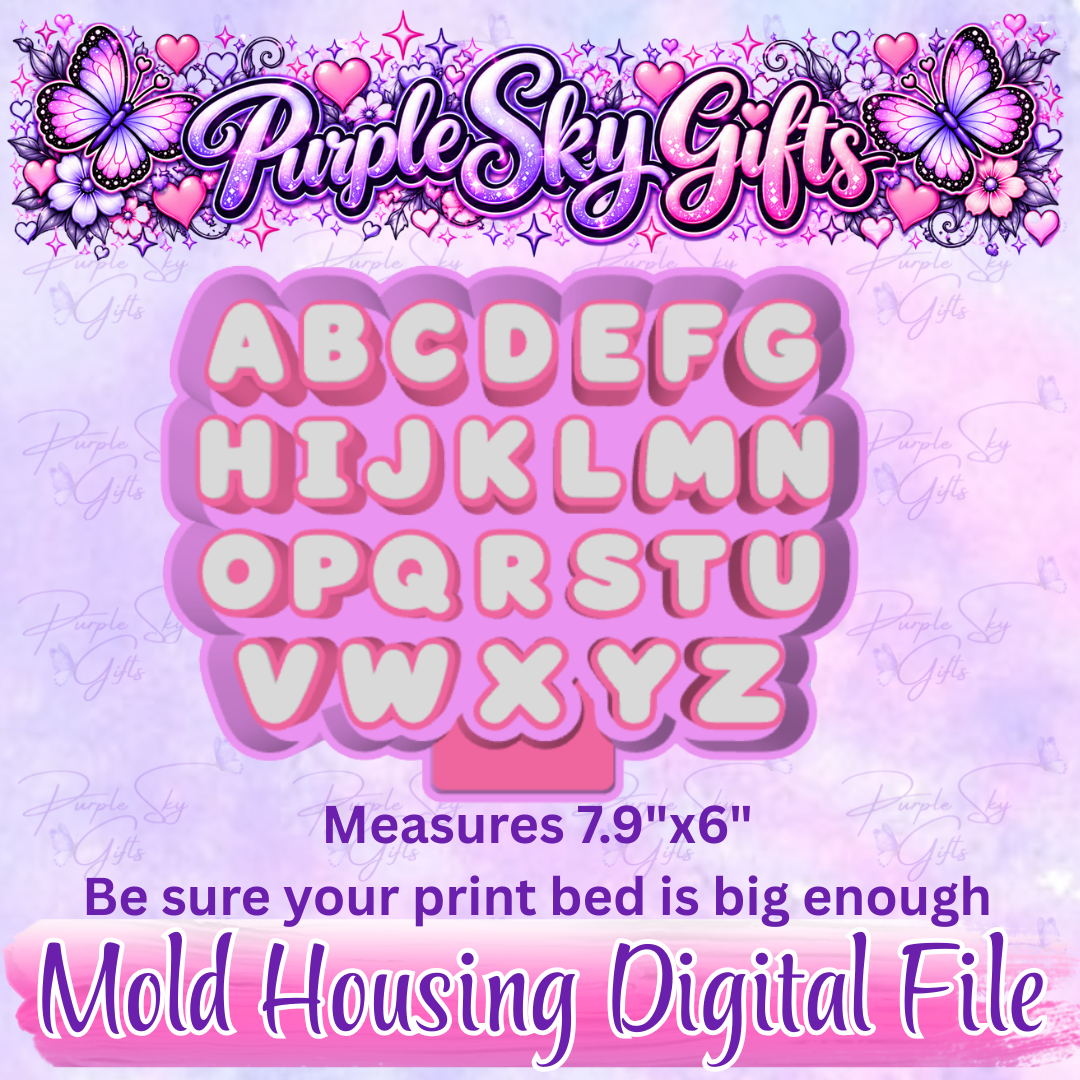 1" Alphabet Themed Freshie Charms Mold Housing STL Digital File