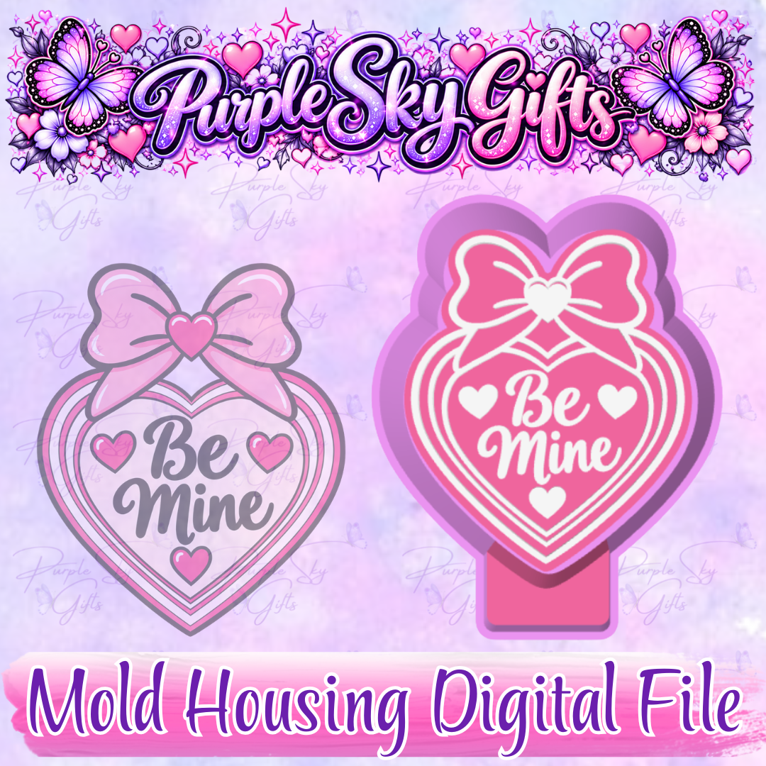 Be Mine Heart Bow Freshie Mold Housing STL Digital File