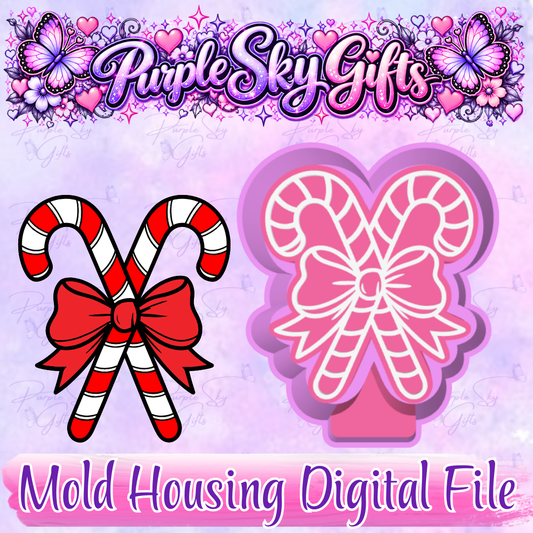 Candy Canes with Bow Mold Housing STL Digital File