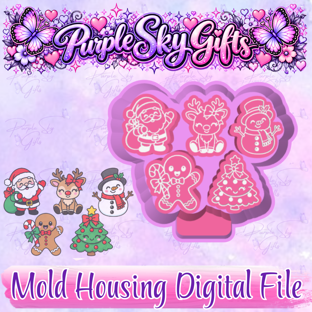 5 pack of Christmas Freshie Charms Mold Housing STL Digital File