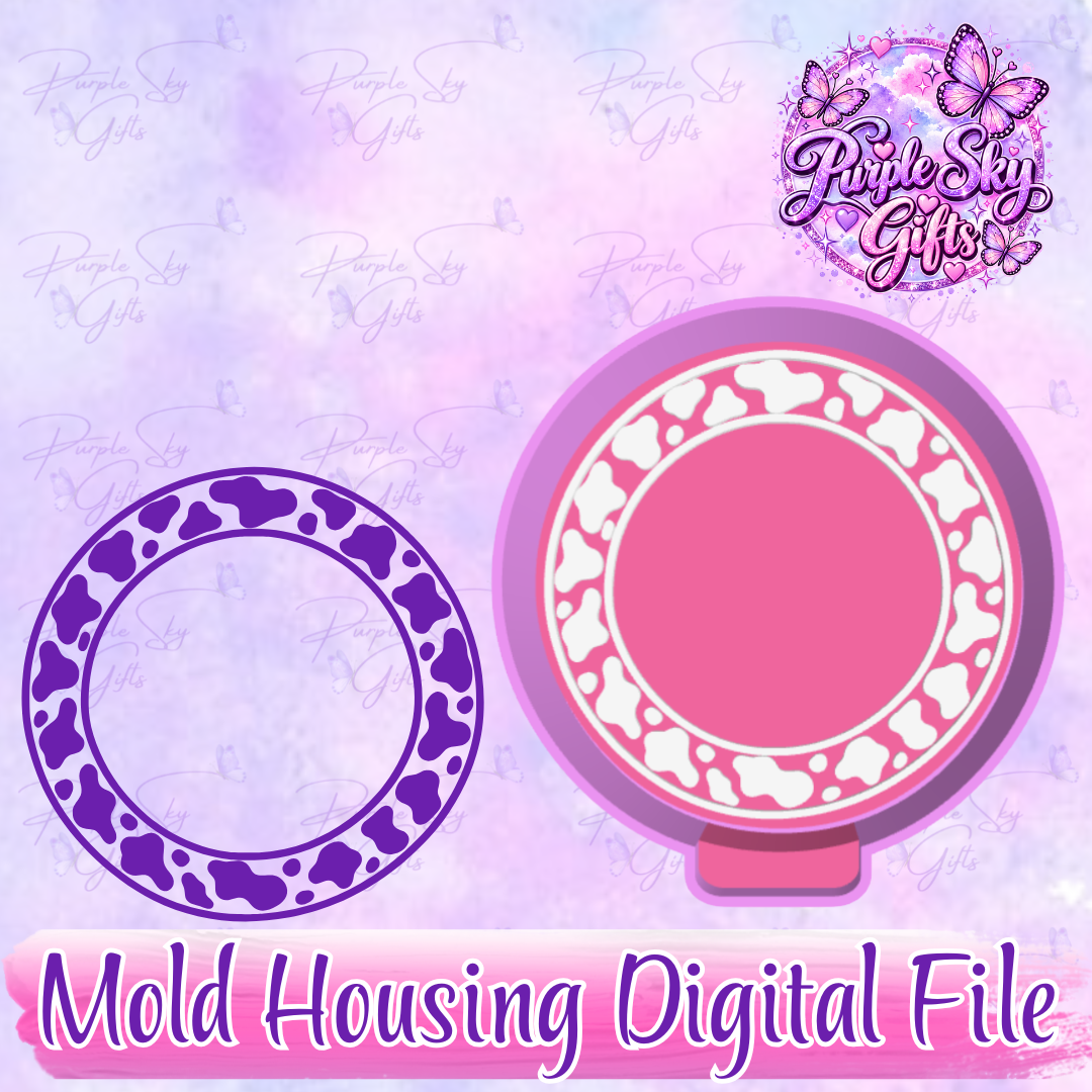 3" Round Inner Circle Cow Print Freshie Mold Housing STL Digital File