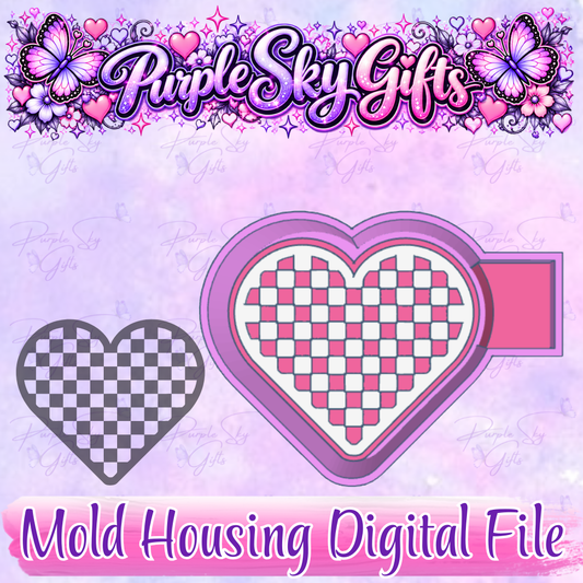 Checkered Print Heart Mold Housing STL Digital File