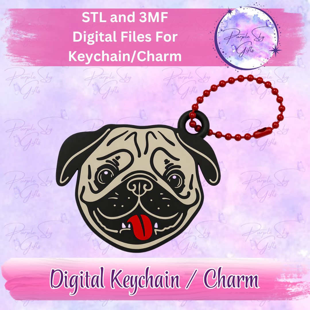 Pug Keychain/Charm STL and 3MF Files
