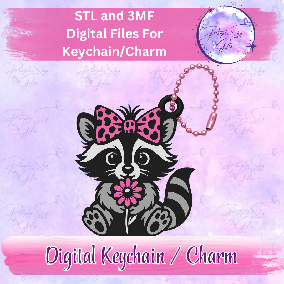 Cute Raccoon Keychain/Charm STL and 3MF Files
