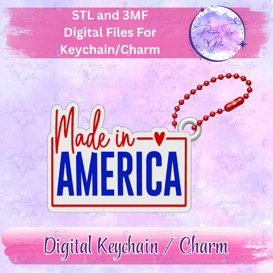 Made In America Keychain/Charm STL and 3MF Files