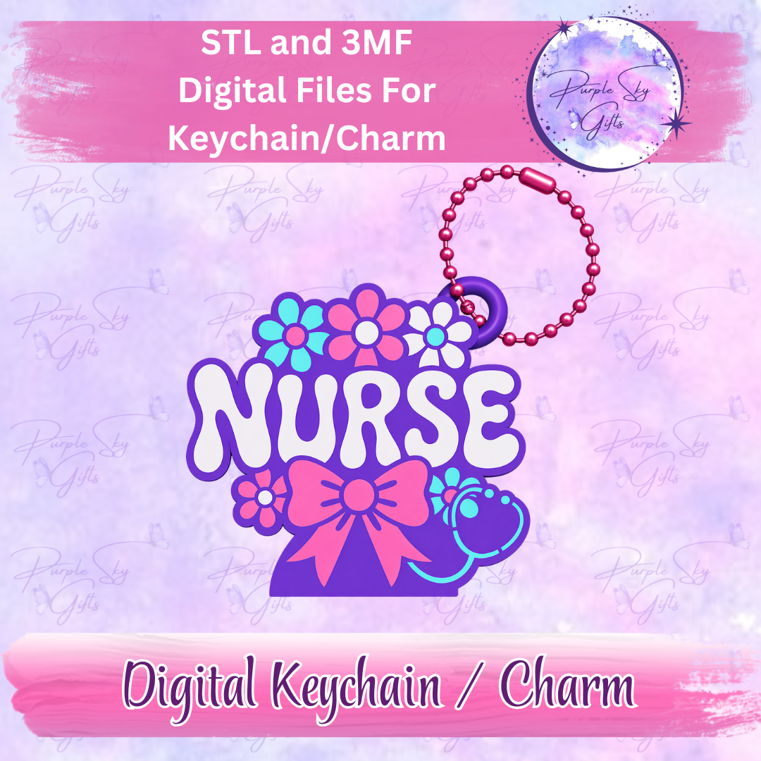 Floral Nurse Keychain/Charm STL and 3MF Files