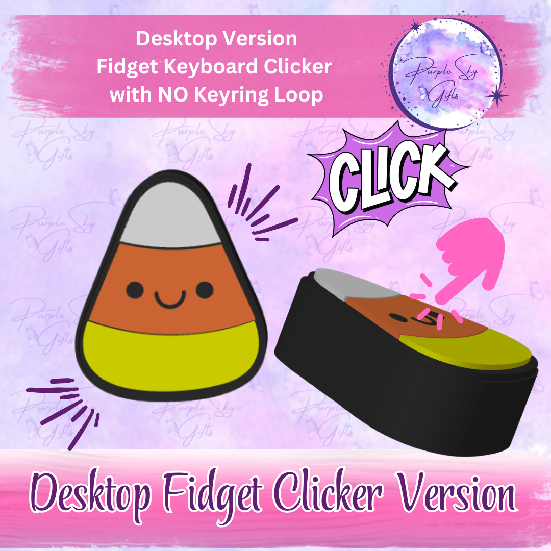 Happy Candy Corn Fidget Keyboard Clicker - Choice of Desktop Style or Keychain/Charm
