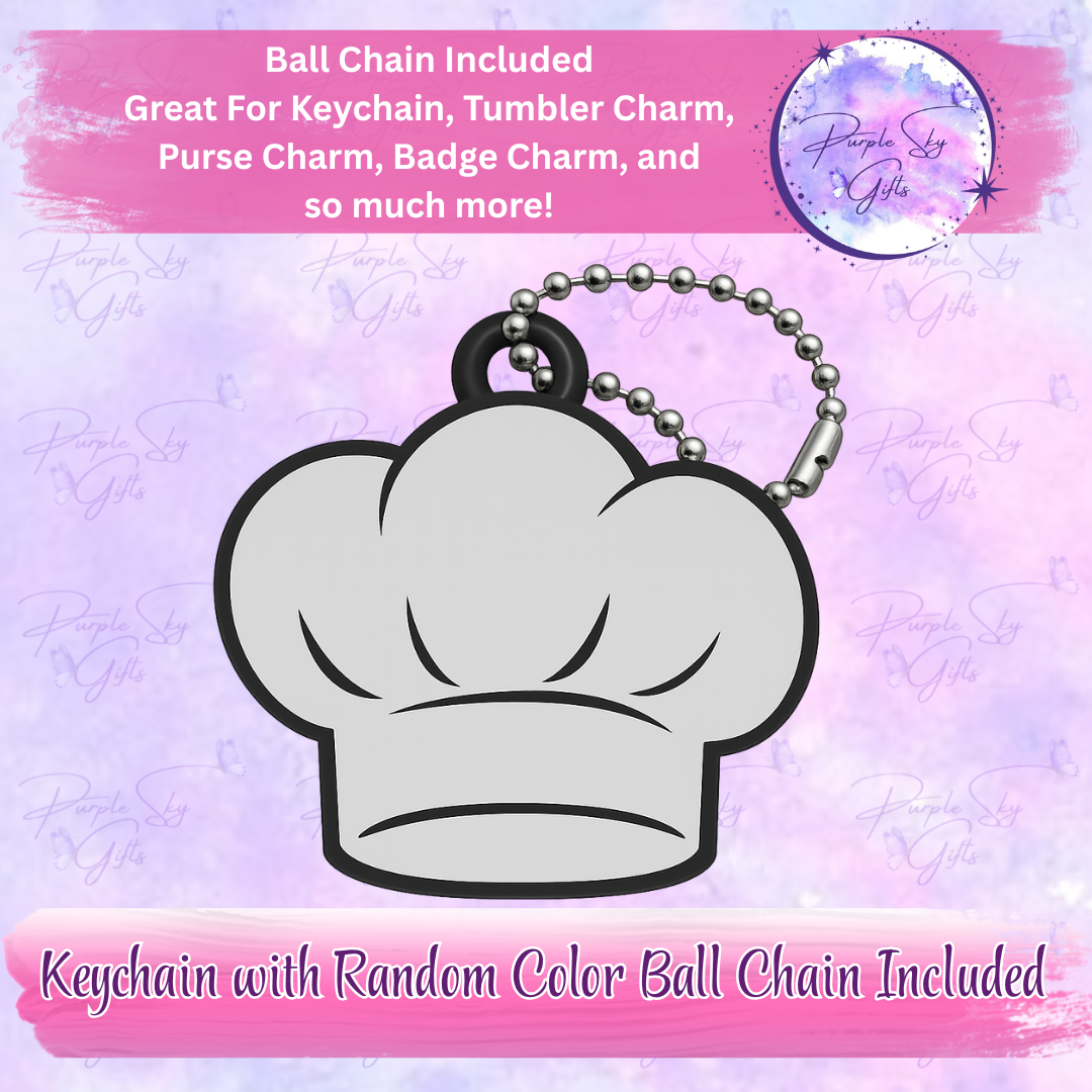 Chef's Hat Keychain with Random Colored Ball Chain