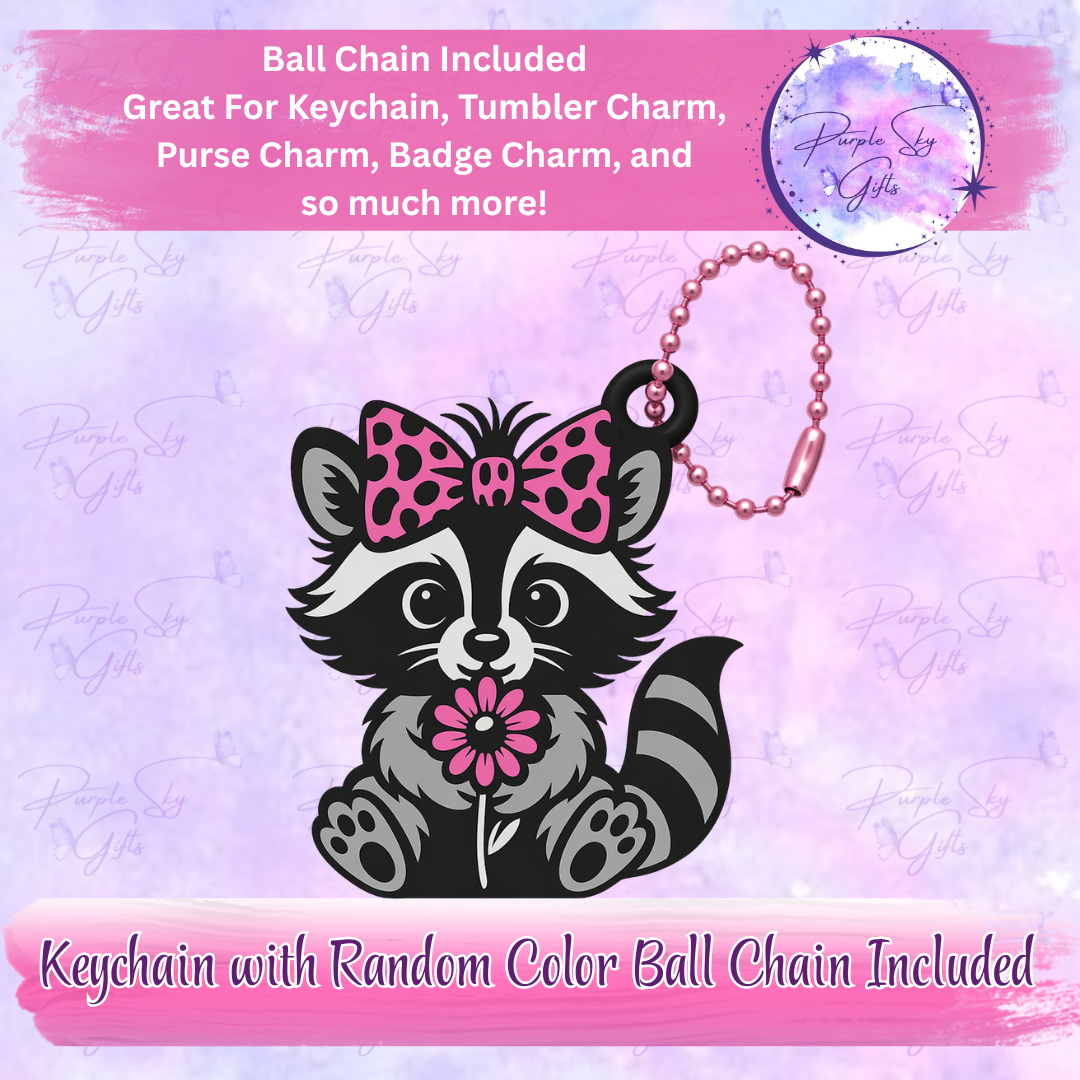 Cute Raccoon Keychain with Random Colored Ball Chain