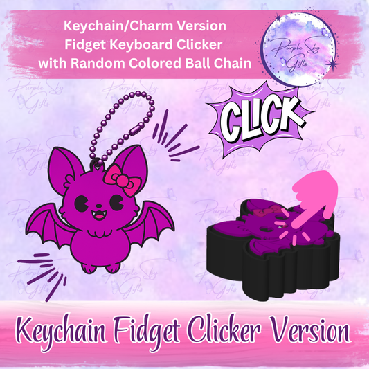 Cute Bat with Bow Fidget Keyboard Clicker - Choice of Desktop Style or Keychain/Charm