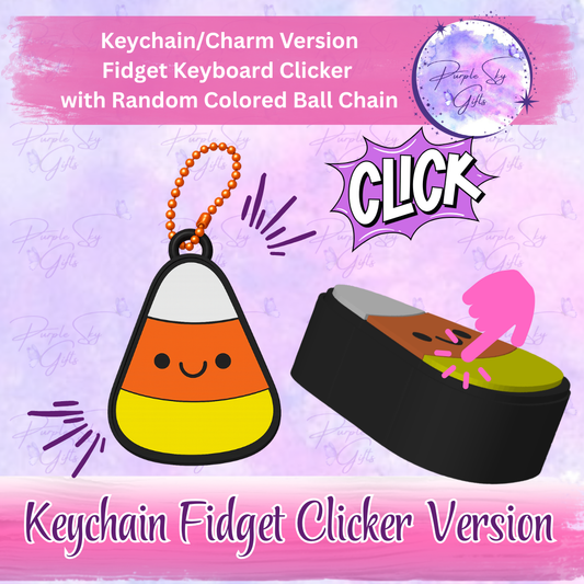 Happy Candy Corn Fidget Keyboard Clicker - Choice of Desktop Style or Keychain/Charm