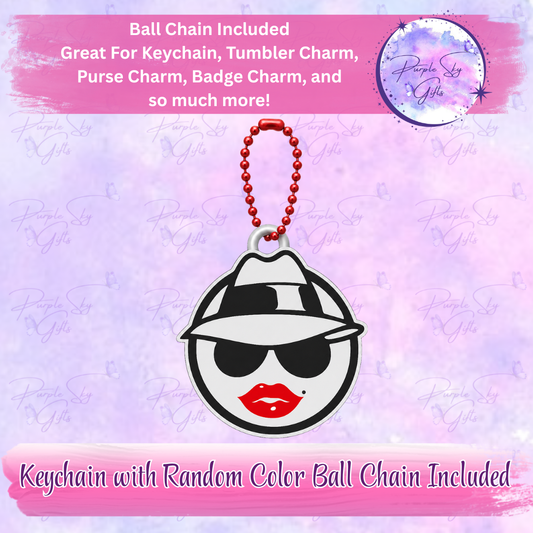 Lowrider Chola Woman Keychain with Random Colored Ball Chain