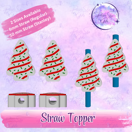 Christmas Tree Snack Cake Straw Topper