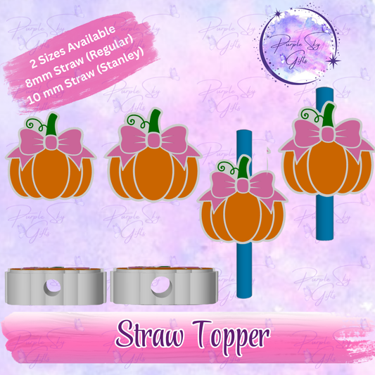 Pumpkin with Bow Straw Topper