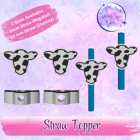 Cow Print Cow Head Straw Topper
