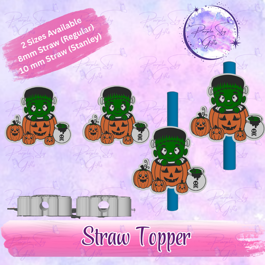 Pumpkin Patch Baby Frankenstein Straw Topper