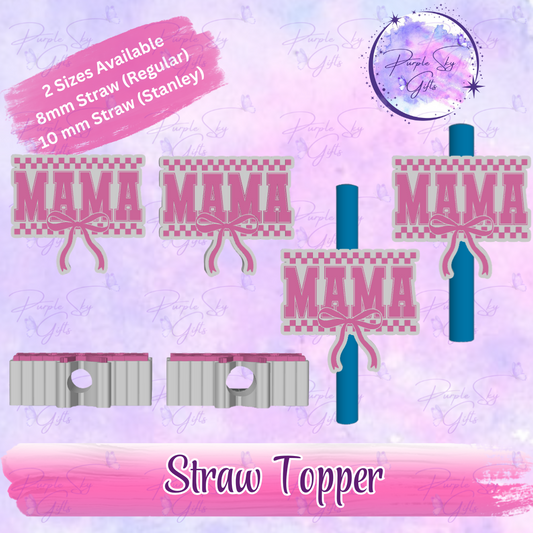 Checkered Print Mama Straw Topper