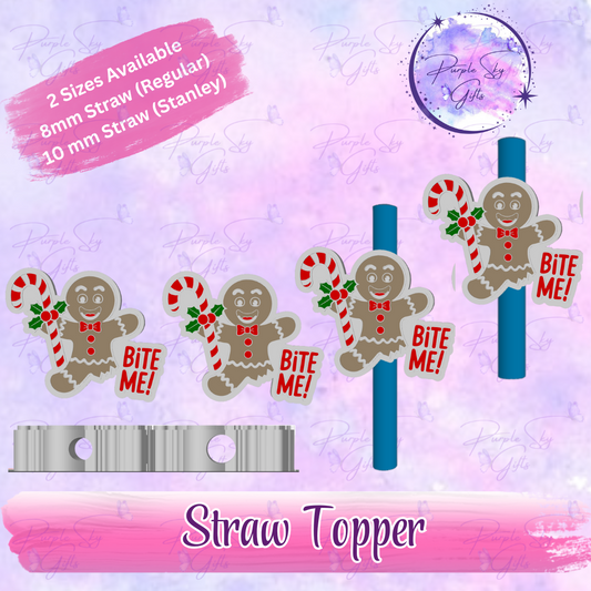 Bite Me Gingerbread Man Straw Topper