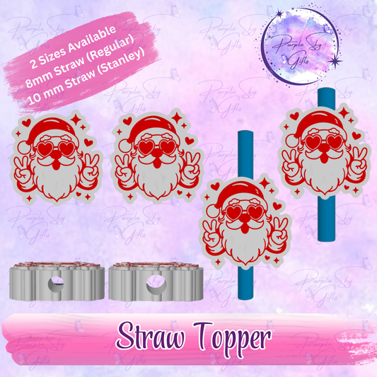 Peace Hands Santa Straw Topper