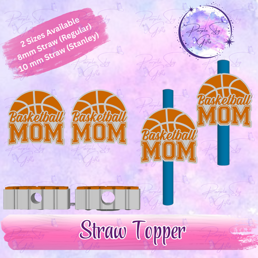 Basketball Mom Bow Straw Topper
