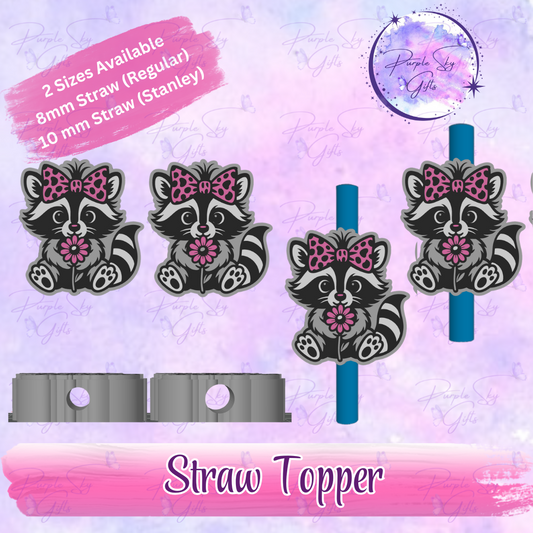 Cute Raccoon Straw Topper