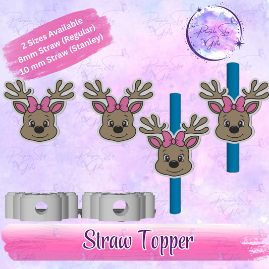 Reindeer with Bow Straw Topper
