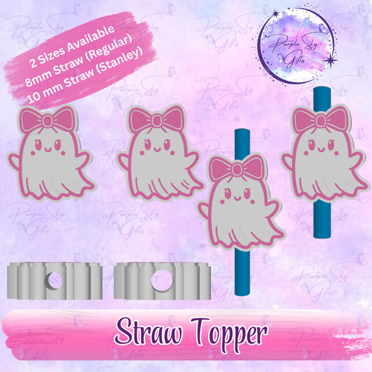 Ghost Girl With Bow Straw Topper