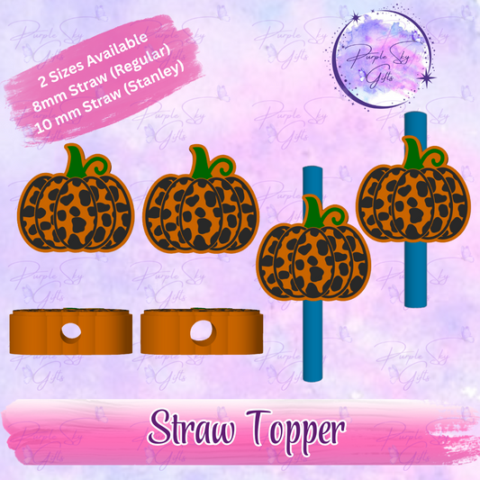 Cow Print Pumpkin Straw Topper