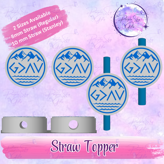 God Is Greater Than The Highs and Lows Mountains Straw Topper