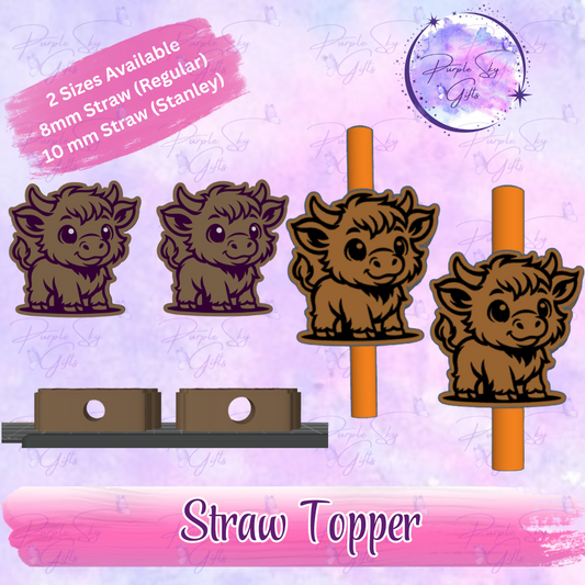 Baby Highland Cow Straw Topper